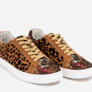 Johnny Was Olivia Leopard Suede Genuine Calf Hair Sneaker